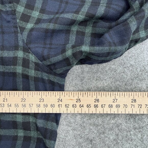 IZOD Men's Button Down Flannel Shirt Large Cotton Blend Blue Green Plaid Preppy - Picture 8 of 11